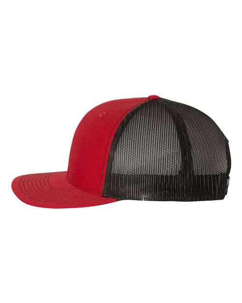 Richardson Snapback Trucker Cap 112 Red/ Black Custom Embroidered Business Logo