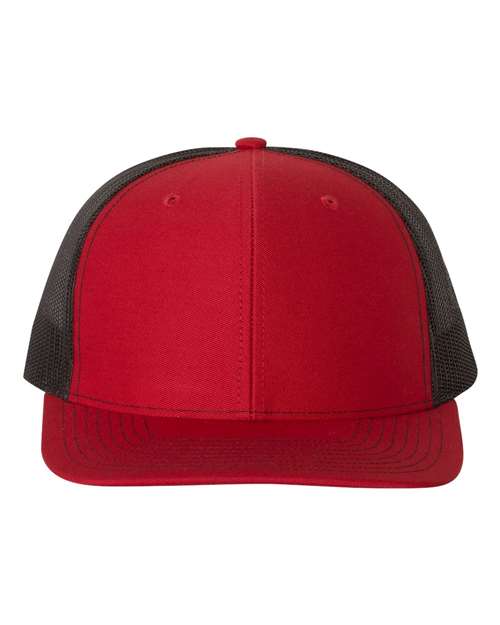 Richardson Snapback Trucker Cap 112 Red/ Black Custom Embroidered Business Logo