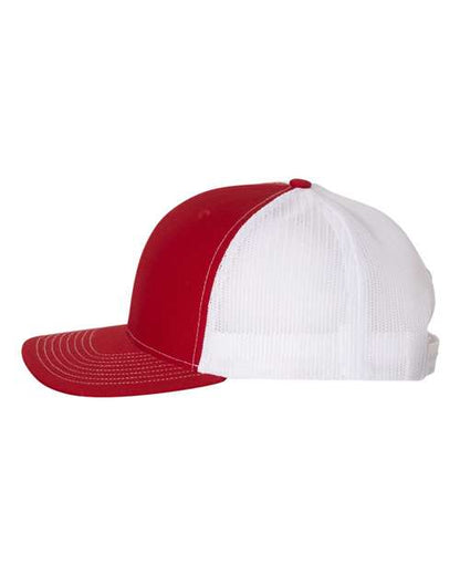 Richardson Snapback Trucker Cap 112 Red/ White Custom Embroidered Business Logo