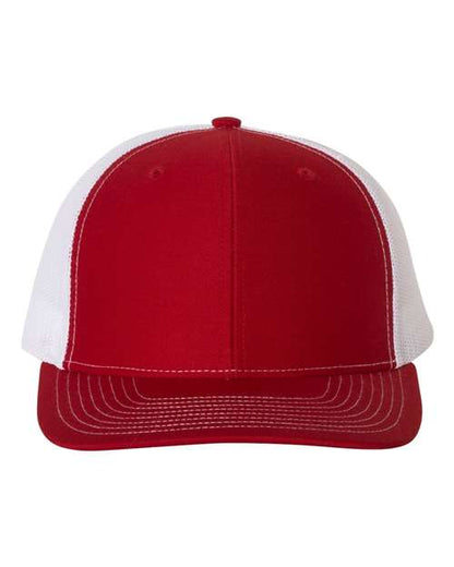 Richardson Snapback Trucker Cap 112 Red/ White Custom Embroidered Business Logo