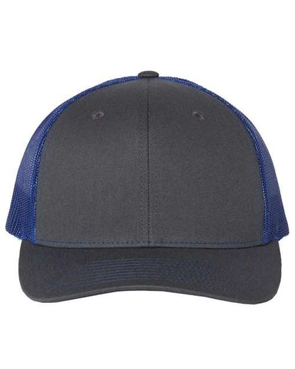 Richardson Snapback Trucker Cap 112 Charcoal/ Royal Custom Embroidered Business Logo