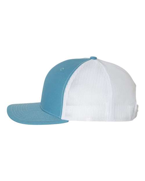 Richardson Snapback Trucker Cap 112 Columbia Blue/ White Custom Embroidered Business Logo