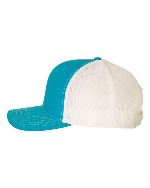 Richardson Snapback Trucker Cap 112 Cyan/ White Custom Embroidered Business Logo