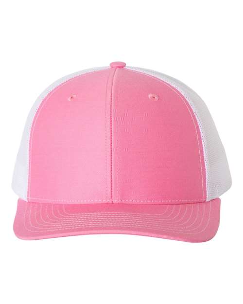 Richardson Snapback Trucker Cap 112 Hot Pink/ White Custom Embroidered Business Logo