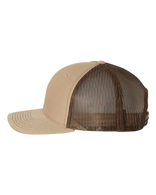 Richardson Snapback Trucker Cap 112 Khaki/ Coffee Custom Embroidered Business Logo