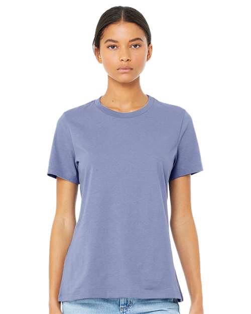 Custom Embroidered  BELLA + CANVAS Women’s Relaxed Jersey Tee 6400 Lavender Blue