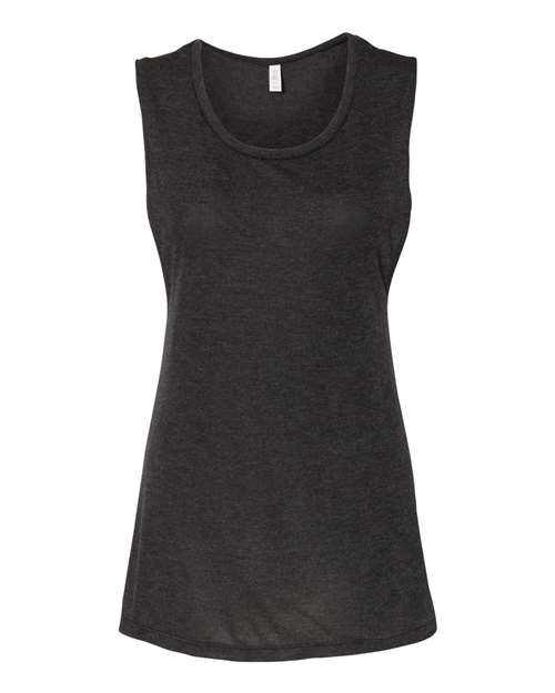 BELLA + CANVAS Women's Flowy Scoop Muscle Tank 8803 Black Heather