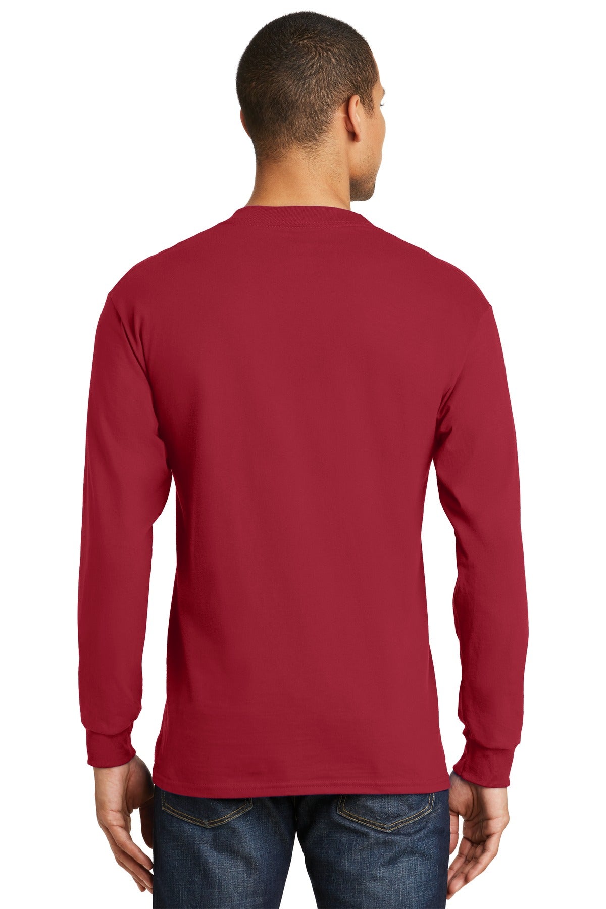 Custom Embroidered Hanes Beefy-T -  100% Cotton Long Sleeve T-Shirt.  5186,Deep Red