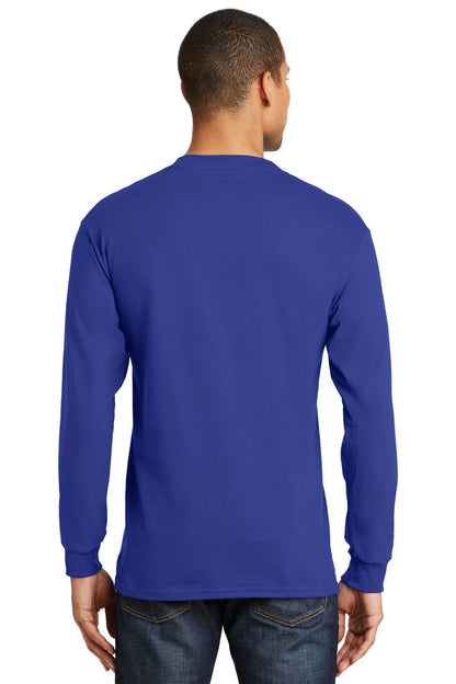 Custom Embroidered Hanes Beefy-T -  100% Cotton Long Sleeve T-Shirt.  5186,Deep Royal