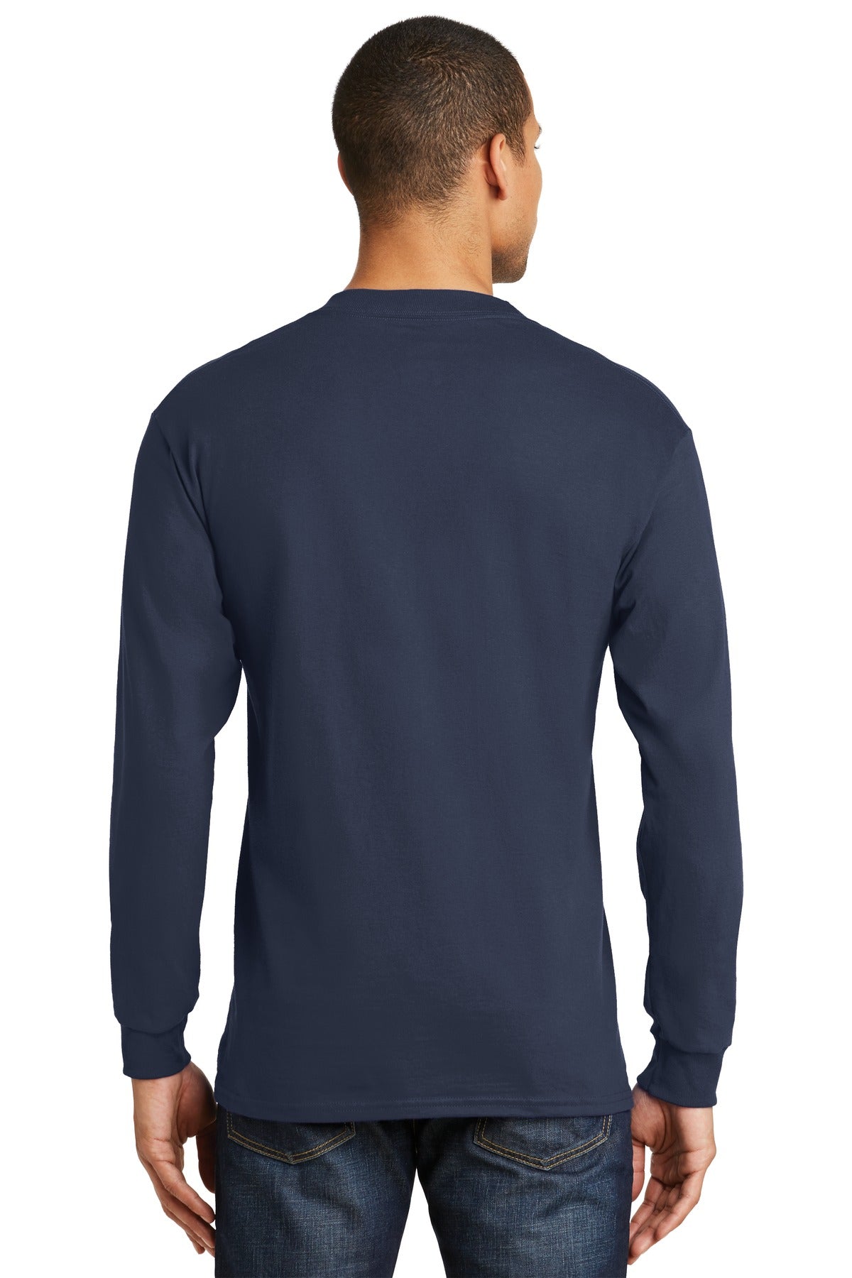 Custom Embroidered Hanes Beefy-T -  100% Cotton Long Sleeve T-Shirt.  5186,Navy