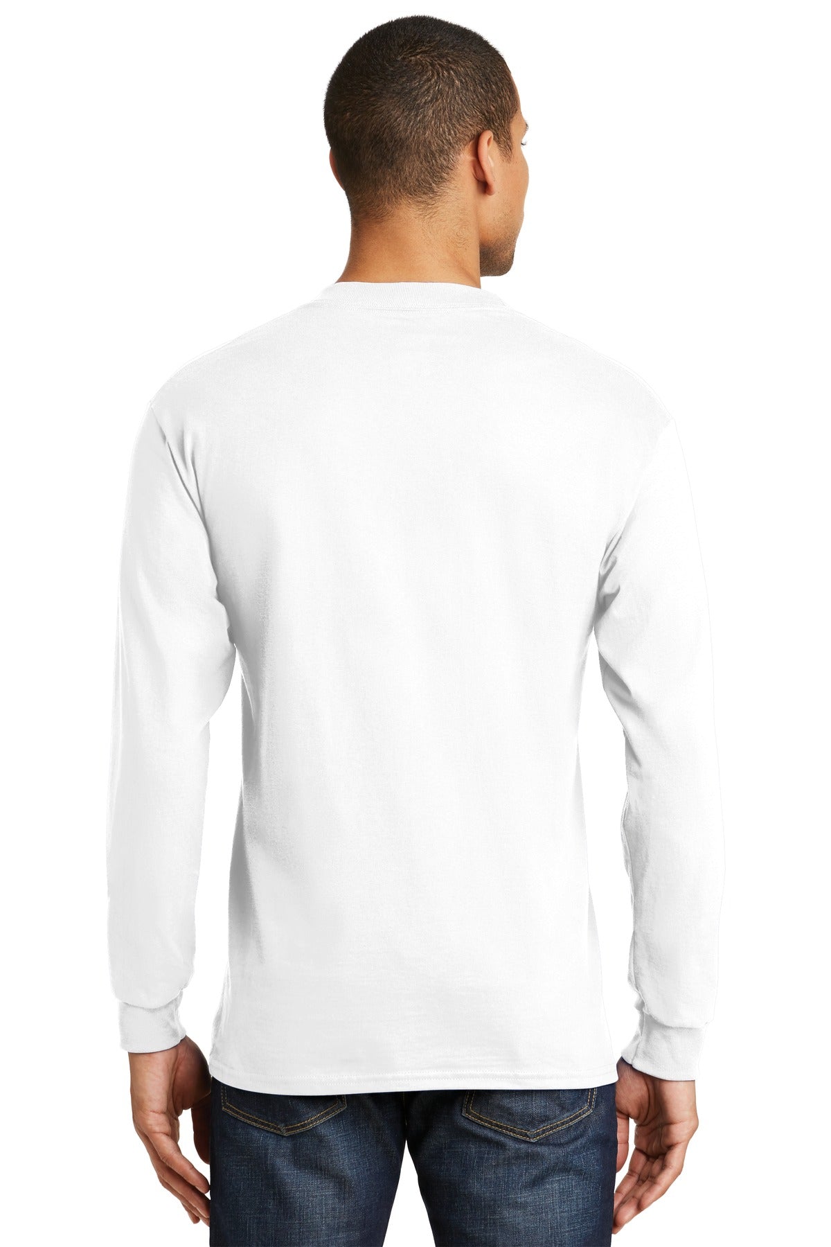 Custom Embroidered Hanes Beefy-T -  100% Cotton Long Sleeve T-Shirt.  5186,White