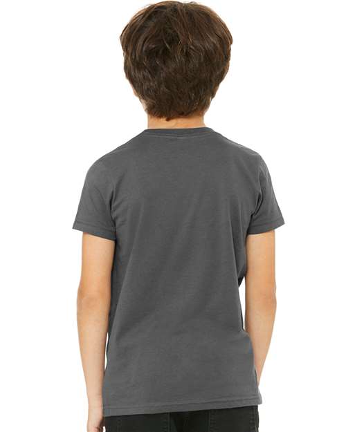 BELLA + CANVAS Youth Jersey Tee 3001Y Asphalt Custom Embroidered Business Logo