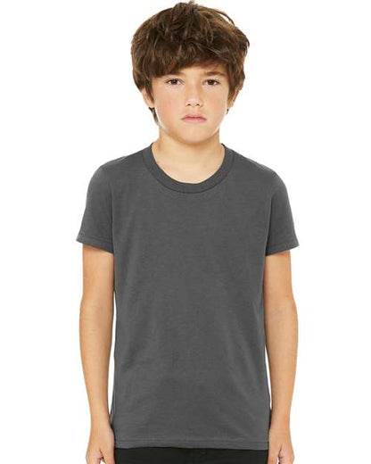 BELLA + CANVAS Youth Jersey Tee 3001Y Ash Custom Embroidered Business Logo