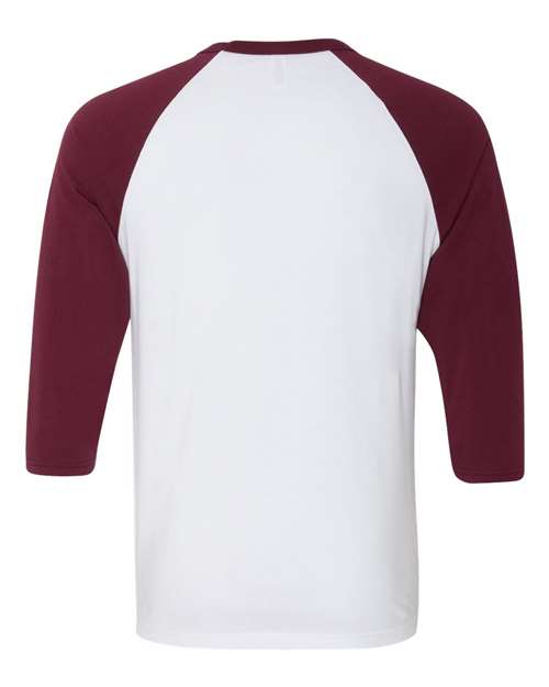BELLA + CANVAS Three-Quarter Sleeve Baseball Tee 3200 White/ Kelly Custom Embroidered Business Logo