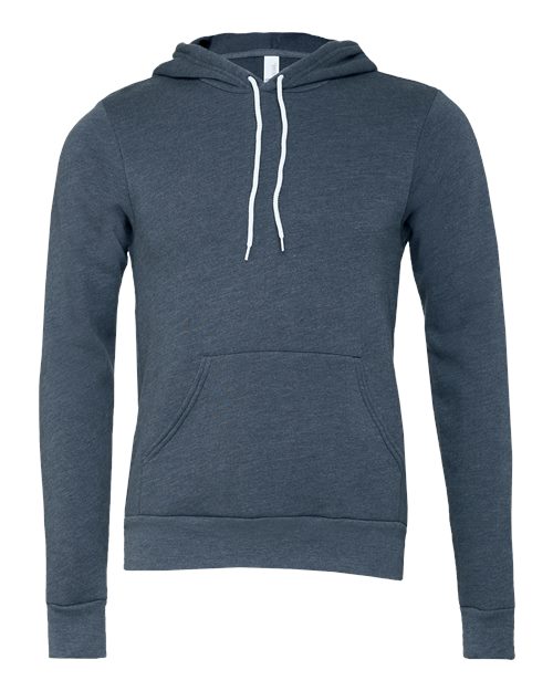 BELLA + CANVAS Sponge Fleece Hoodie 3719 Heather Navy Custom Embroidered Business Logo