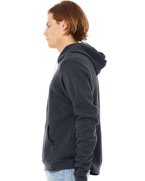 BELLA + CANVAS Sponge Fleece Hoodie 3719 Heather Navy Custom Embroidered Business Logo