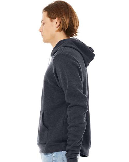 BELLA + CANVAS Sponge Fleece Hoodie 3719 Heather Navy Custom Embroidered Business Logo