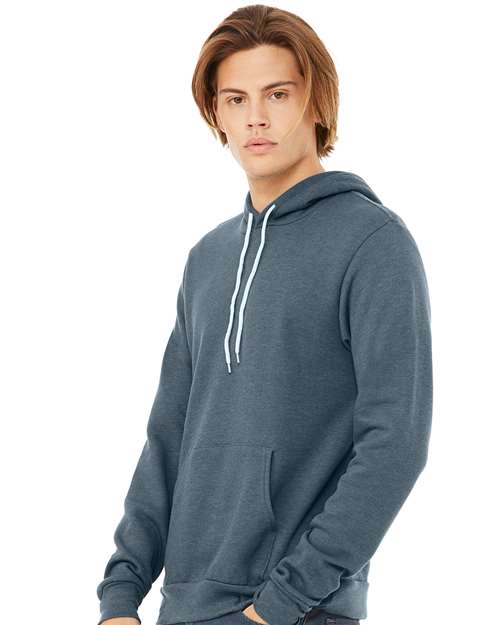 BELLA + CANVAS Sponge Fleece Hoodie 3719 Heather Slate Custom Embroidered Business Logo
