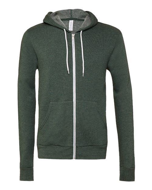 BELLA + CANVAS Sponge Fleece Full-Zip Hoodie 3739 Heather Forest