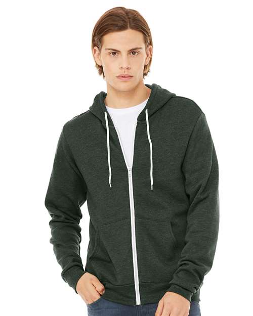 Custom Embroidered  BELLA + CANVAS Sponge Fleece Full-Zip Hoodie 3739 Heather Forest