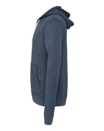 BELLA + CANVAS Sponge Fleece Full-Zip Hoodie 3739 Heather Navy