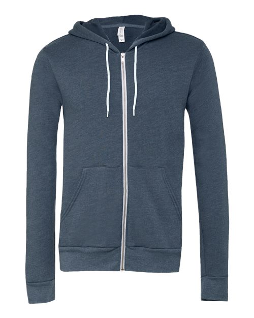 BELLA + CANVAS Sponge Fleece Full-Zip Hoodie 3739 Heather Navy