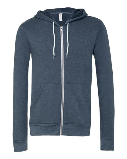 BELLA + CANVAS Sponge Fleece Full-Zip Hoodie 3739 Heather Navy