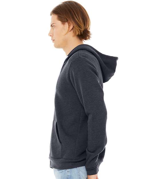 BELLA + CANVAS Sponge Fleece Full-Zip Hoodie 3739 Heather Navy