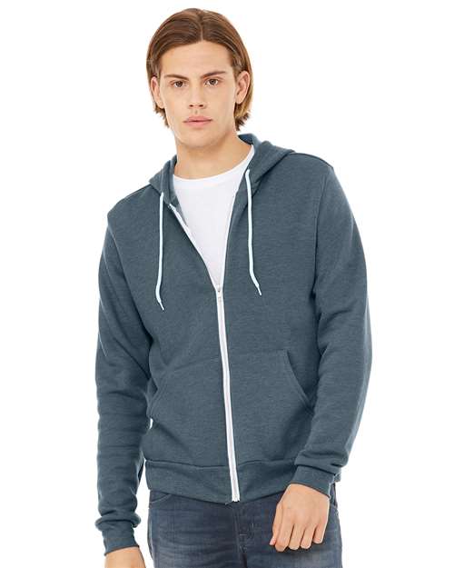 Custom Embroidered  BELLA + CANVAS Sponge Fleece Full-Zip Hoodie 3739 Heather Slate