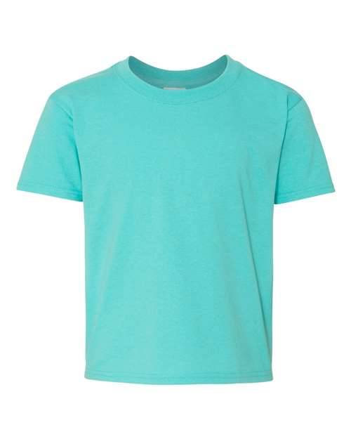 JERZEES Dri-Power® Youth 50/50 T-Shirt 29BR Safety Orange Custom Embroidered Business Logo