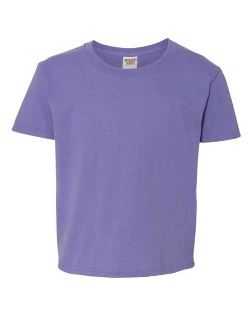 JERZEES Dri-Power® Youth 50/50 T-Shirt 29BR Violet Custom Embroidered Business Logo