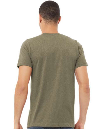 BELLA + CANVAS Triblend Tee 3413 Olive Triblend Custom Embroidered Business Logo