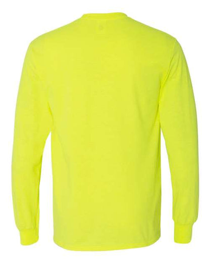Gildan Heavy Cotton™ Long Sleeve T-Shirt 5400 Safety Green Custom Embroidered Business Logo