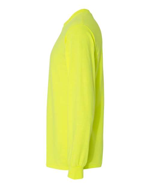 Gildan Heavy Cotton™ Long Sleeve T-Shirt 5400 Safety Green Custom Embroidered Business Logo