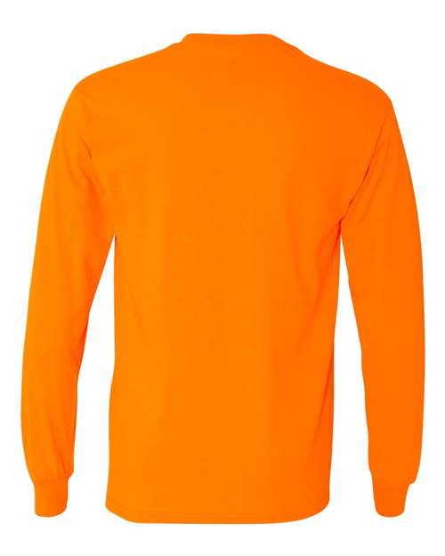 Gildan Heavy Cotton™ Long Sleeve T-Shirt 5400 Safety Orange Custom Embroidered Business Logo