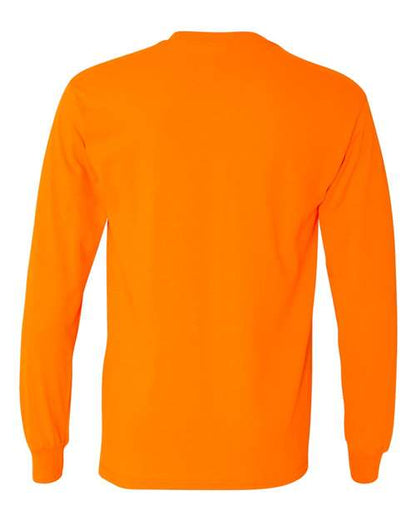 Gildan Heavy Cotton™ Long Sleeve T-Shirt 5400 Safety Green Custom Embroidered Business Logo