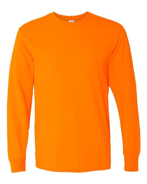 Gildan Heavy Cotton™ Long Sleeve T-Shirt 5400 Safety Green Custom Embroidered Business Logo