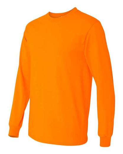 Gildan Heavy Cotton™ Long Sleeve T-Shirt 5400 Safety Orange Custom Embroidered Business Logo