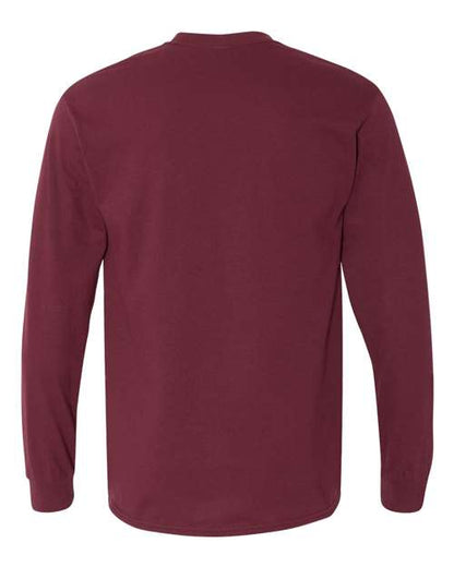 Gildan Heavy Cotton™ Long Sleeve T-Shirt 5400 Maroon Custom Embroidered Business Logo