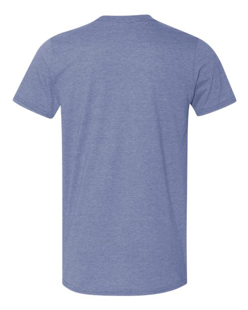 Gildan Softstyle® T-Shirt 64000 Heather Indigo Custom Embroidered Business Logo