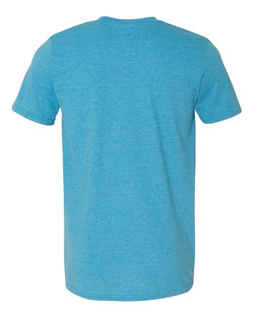 Gildan Softstyle® T-Shirt 64000 Heather Sapphire Custom Embroidered Business Logo