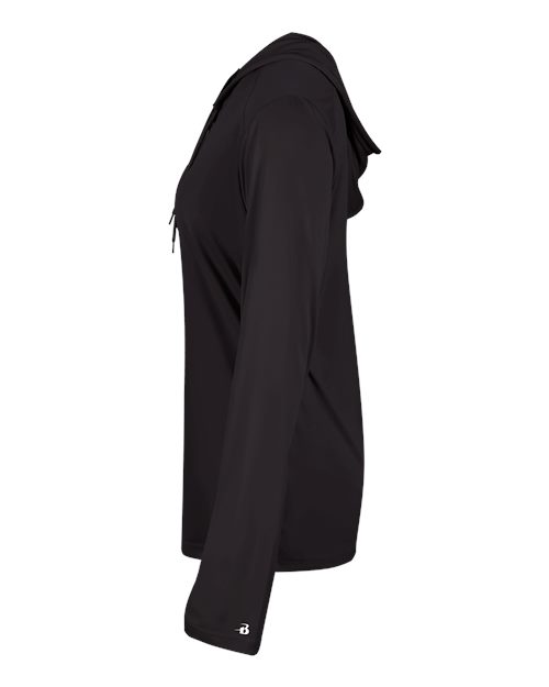 Badger Women's B-Core Long Sleeve Hooded T-Shirt 4165 Black