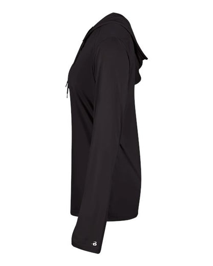 Badger Women's B-Core Long Sleeve Hooded T-Shirt 4165 Black
