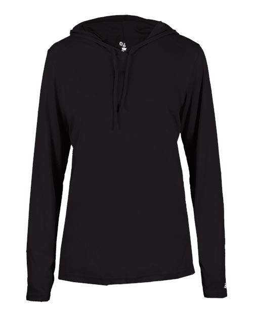 Badger Women's B-Core Long Sleeve Hooded T-Shirt 4165 Black