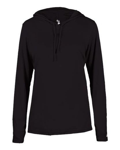 Badger Women's B-Core Long Sleeve Hooded T-Shirt 4165 Black