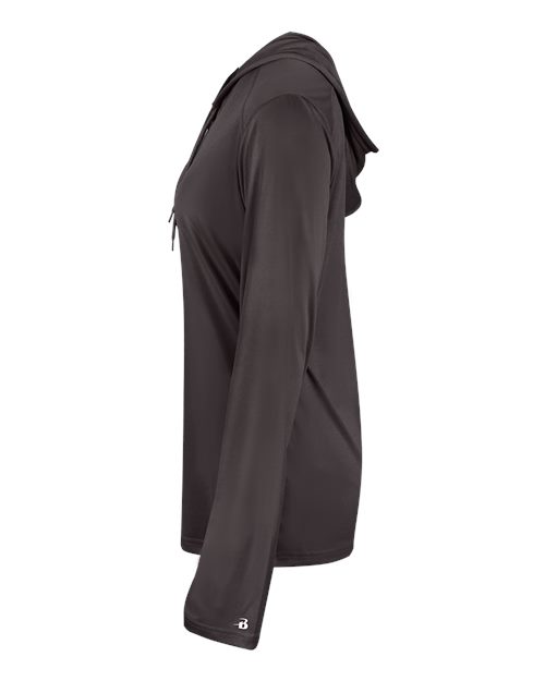 Badger Women's B-Core Long Sleeve Hooded T-Shirt 4165 Graphite