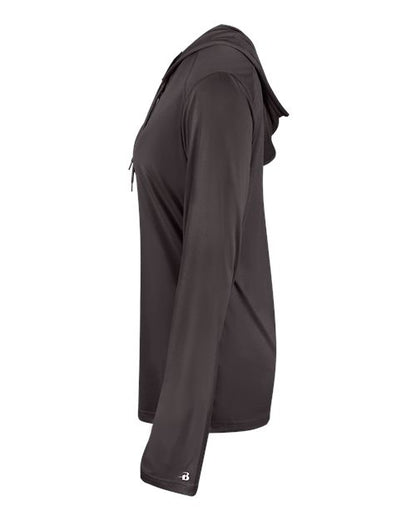 Badger Women's B-Core Long Sleeve Hooded T-Shirt 4165 Graphite
