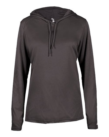 Badger Women's B-Core Long Sleeve Hooded T-Shirt 4165 Graphite
