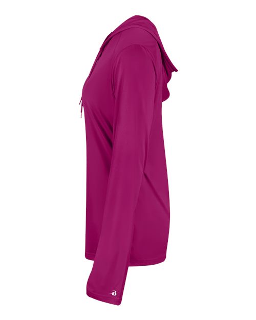 Badger Women's B-Core Long Sleeve Hooded T-Shirt 4165 Hot Pink