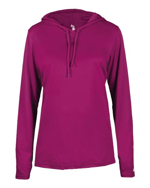 Badger Women's B-Core Long Sleeve Hooded T-Shirt 4165 Hot Pink